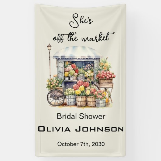 オフ・ザ・マーケット フレンチ ベージュ ブライダルシャワー 横断幕 (縦)