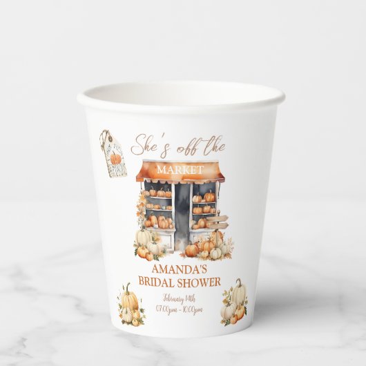 オフ・ザ・マーケット 秋のハロウィン ウェディングシャワー 紙コップ (正面)
