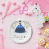 オブグラデーションアイボリーアイススカイ金ゴールドブ王室のルーキンセアニェラ ペーパープレート (パーティー)