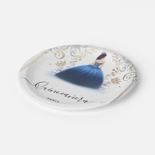 オブグラデーションアイボリーアイススカイ金ゴールドブ王室のルーキンセアニェラ ペーパープレート (アングル)