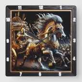 オブシディアンの戦車:鋼のフラッシュ スクエア壁時計 (正面)