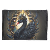 オブシディアンの白鳥、静謐なる優雅 – ダークファンタジー 枕カバー (裏面)