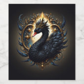 オブシディアンの静かな優雅さの白鳥 - ダークファンタジー ワインラベル (シングルラベル)