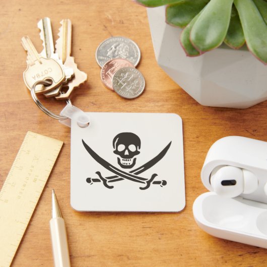 オブシディアンスカル剣Calico Jackの海賊旗 キーホルダー (デスク)