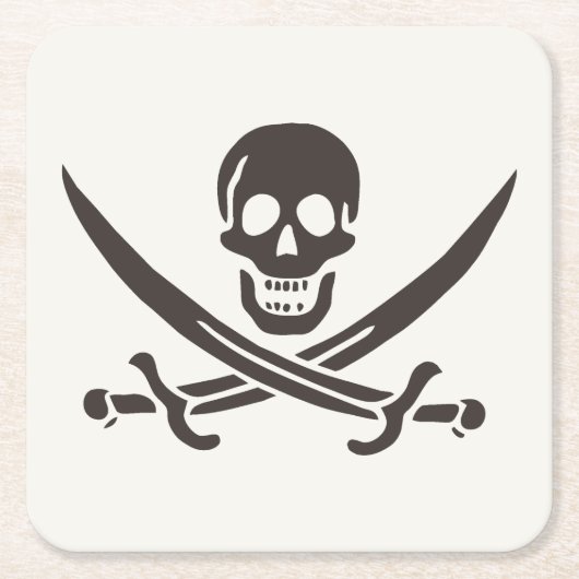 オブシディアンスカル剣Calico Jackの海賊旗 スクエアペーパーコースター (正面)