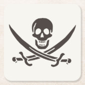 オブシディアンスカル剣Calico Jackの海賊旗 スクエアペーパーコースター (正面)