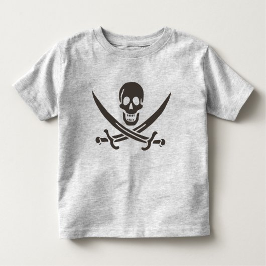 オブシディアンスカル剣Calico Jackの海賊旗 トドラーTシャツ (正面)