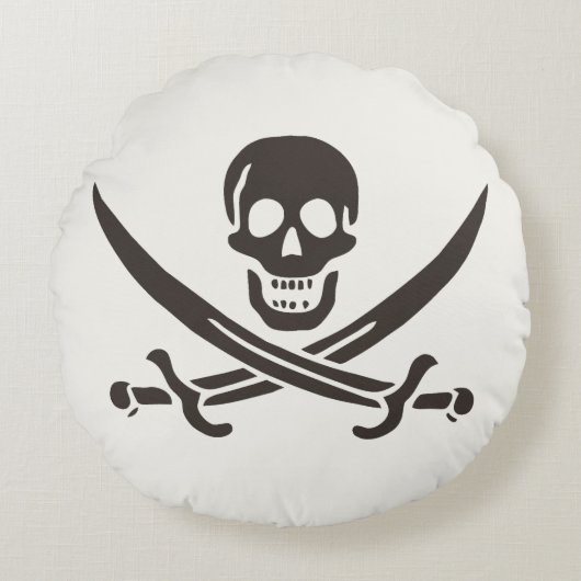 オブシディアンスカル剣Calico Jackの海賊旗 ラウンドクッション (正面)