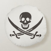 オブシディアンスカル剣Calico Jackの海賊旗 ラウンドクッション (裏面)