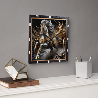 オブシディアン・チャリオット：稲妻のストライキ スクエア壁時計