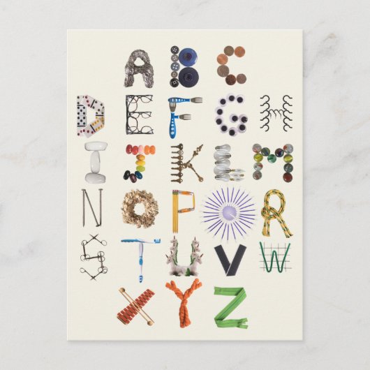 オブジェクトアルファベットハガキ |新学期ABCアート ポストカード (正面)