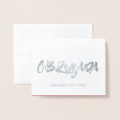 オブリガダポ感謝していルガルの女の銀 箔カード (封筒付き正面)