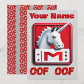 オブロブロックスおもしろいミームレッドホワイトユニコーン 招待状 (正面/裏面)