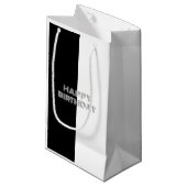 オプアートスタイルのモノクロバースデー スモールペーパーバッグ (正面アングル)