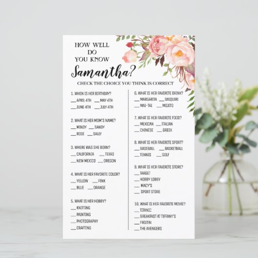 オプションのシャワーゲームで花嫁を知ってどのくらいか (スタンド正面)