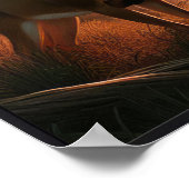 オプションのフレームで森の中の静かな夕日 ポスター (角)