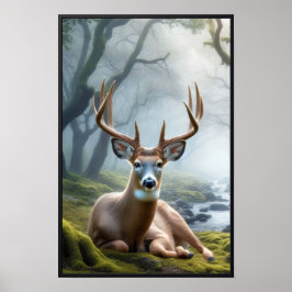 オプションのフレームで森の中の静かな朝 ポスター