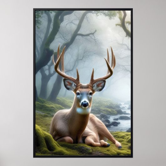 オプションのフレームで森の中の静かな朝 ポスター (正面)