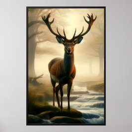 オプションのフレームで森の中の静かな朝 ポスター