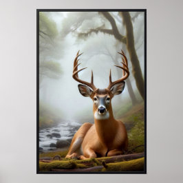 オプションのフレームで森の中の静かな朝 ポスター