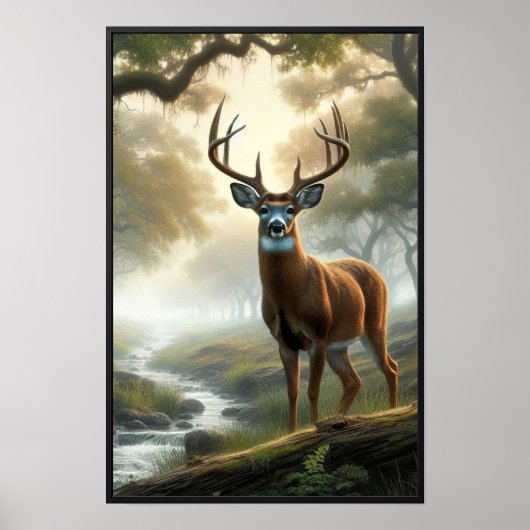 オプションのフレームで森の中の静かな朝 ポスター (正面)
