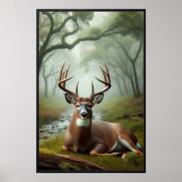 オプションのフレームで森の中の静かな朝 ポスター