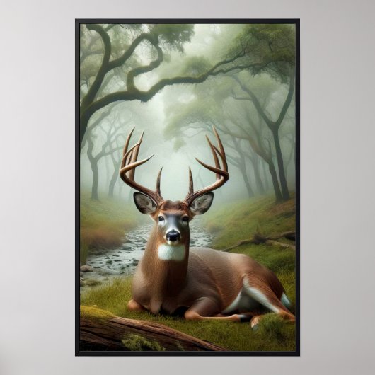 オプションのフレームで森の中の静かな朝 ポスター (正面)