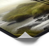 オプションのフレームで森の中の静かな朝 ポスター (角)