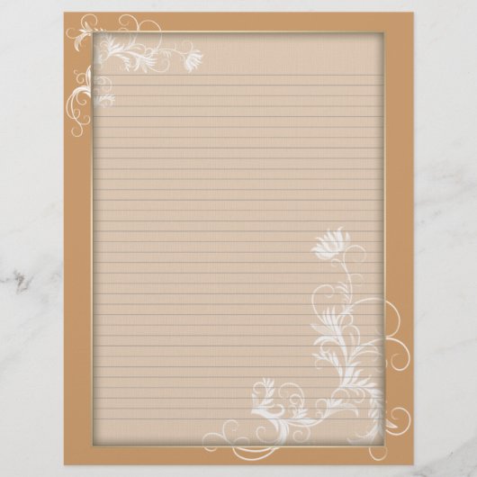 オプションのラインレターヘッドホワイトフローラオレンジフレーム (正面)