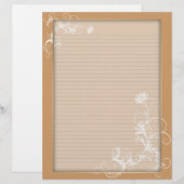 オプションのラインレターヘッドホワイトフローラオレンジフレーム (正面/裏面)