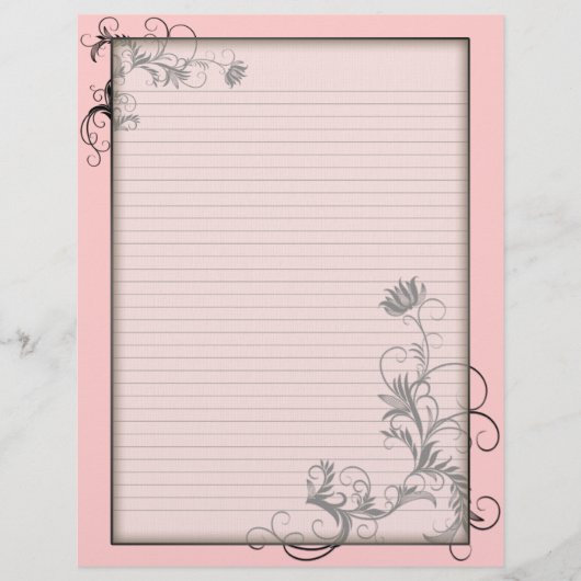 オプションのラインレターヘッド(フローラフレームはピンク) (正面)