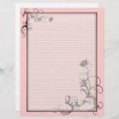 オプションのラインレターヘッド(フローラフレームはピンク) (正面/裏面)