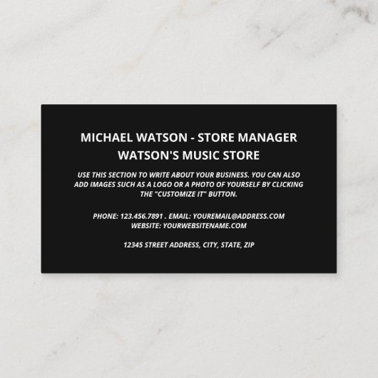 オプションのロゴ、ミュージックストア 名刺 (裏面)