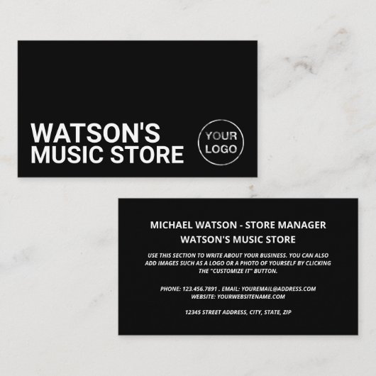 オプションのロゴ、ミュージックストア 名刺 (正面/裏面)