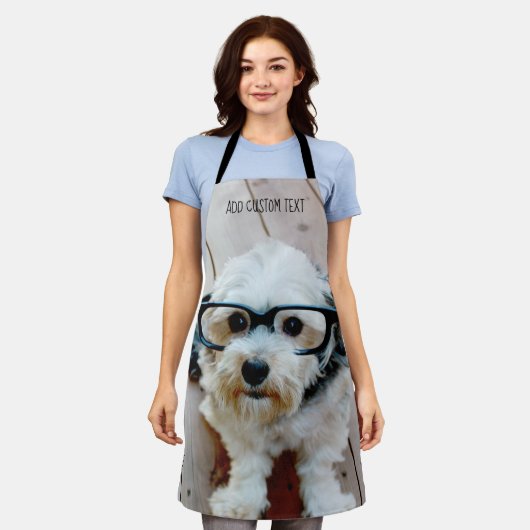 オプションの文字で撮影した1枚のフルカバレッジ写真 エプロン (着用した状態)