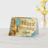 オプスポシュテームパンクバルーンパーソナライズされた誕生日 カード (黄色い花)