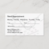 オプトメトリストアイドクターアポイントメント名刺 予約カード (正面)