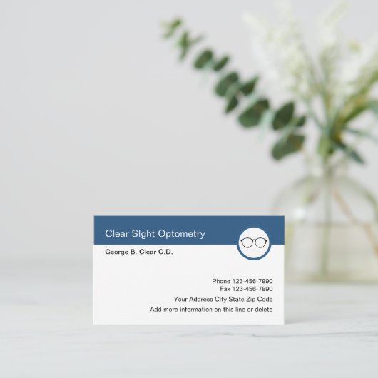オプトメトリスト眼科医アイウェアデザイン 名刺 (スタンド正面)
