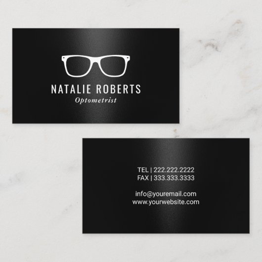 オプトメトリスト眼鏡（黒） 名刺 (正面/裏面)