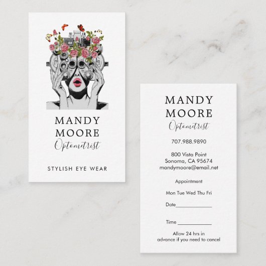 オプトメトリックビジネスおよびアポイントメントリマインダー 名刺 (正面/裏面)