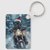 オプピンシャー犬のバイク乗車 クリスマス キーホルダー (裏面)