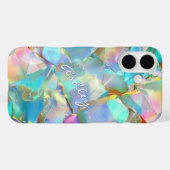 オプラル背景の白いスクリプト名 Case-Mate iPhoneケース (裏面 (横))