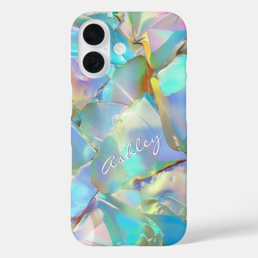 オプラル背景の白いスクリプト名 Case-Mate iPhoneケース (裏面)