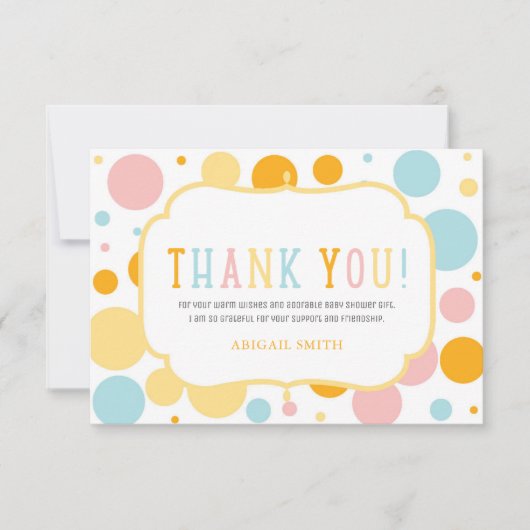 オベビーおもしろい水玉模様ベビーシャワーありがとう 招待状 (正面)