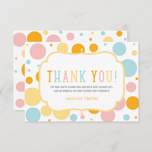 オベビーおもしろい水玉模様ベビーシャワーありがとう 招待状 (正面/裏面)