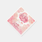 オベビーお洒落ピンク雲の赤ちゃんシャワーテンプレート スタンダードカクテルナプキン (角)
