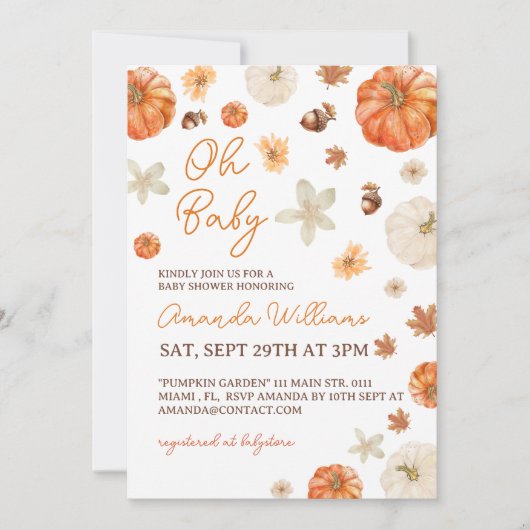 オベビーかぼちゃ赤ちゃんシャワー 招待状 (正面)