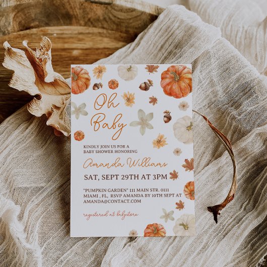 オベビーかぼちゃ赤ちゃんシャワー 招待状