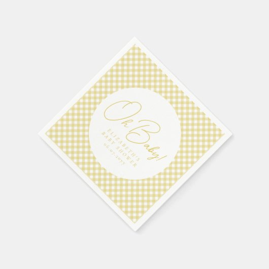 オベビーかわいいイエロージンガム中性ベビーシャワー スタンダードカクテルナプキン (角)