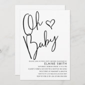 オベビーかわいいシンプル男女兼用ベビーシャワー 招待状 (正面/裏面)